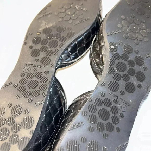 Jimmy Choo Black Leather Flats Size 40 - Picture 7 of 16